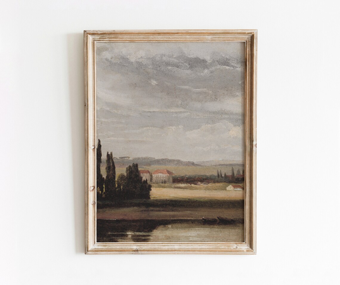 Country Estate Vintage European Landscape Art Print - Image 4