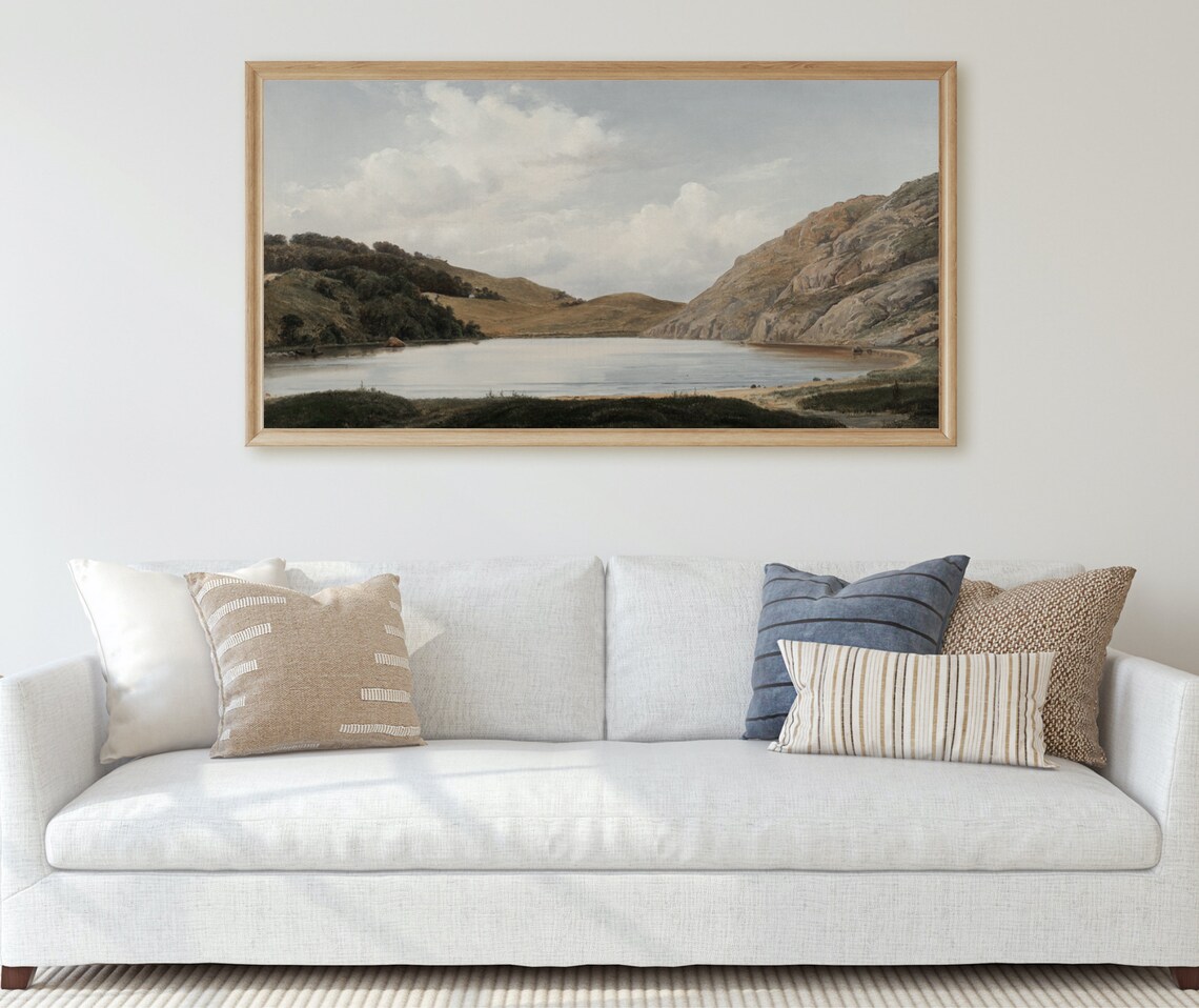 Hammers Vintage Danish Landscape Painting, Lake and Mountains - Image 3