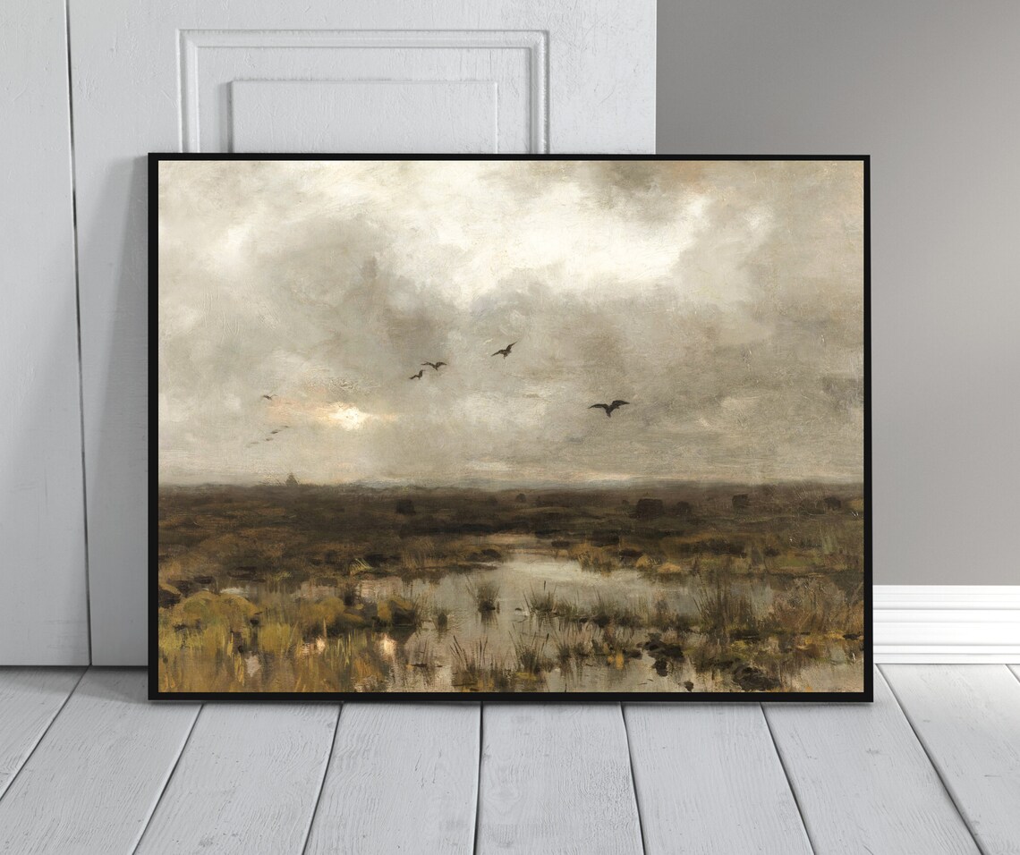 Gloomy Marsh Vintage Landscape Art Print - Image 3