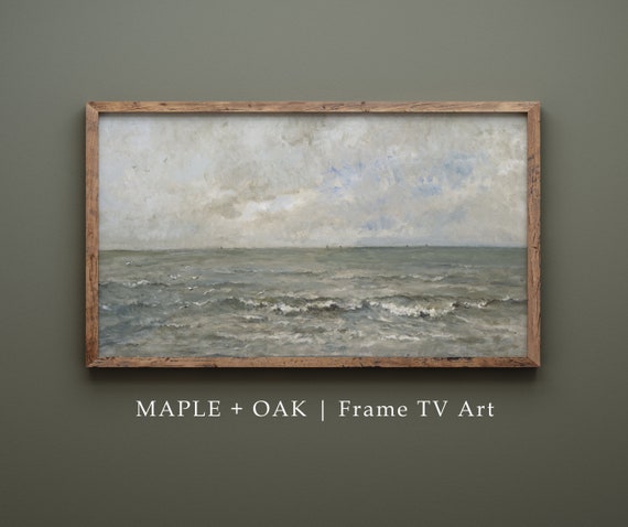 Vintage Muted Oceanscape Painting, Art Print