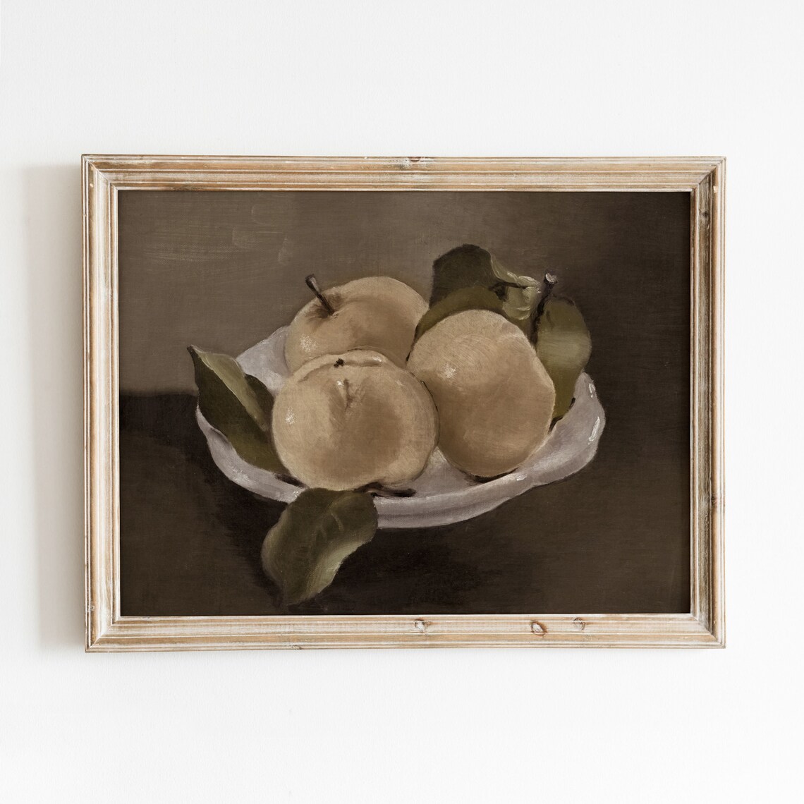 Three Apples Still Life Vintage Fruit Art Print