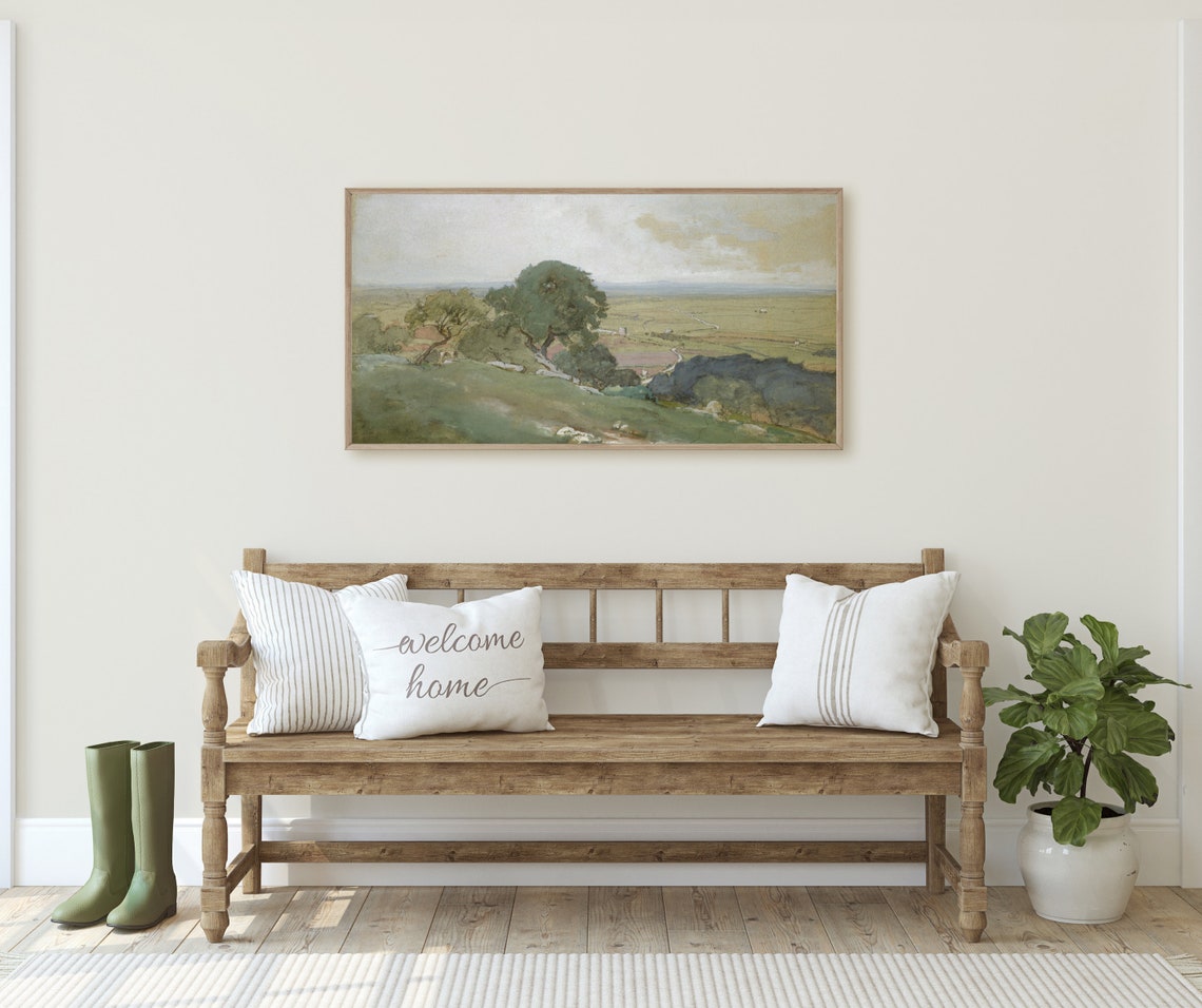 Vintage Olive Tree Landscape Painting - Image 3