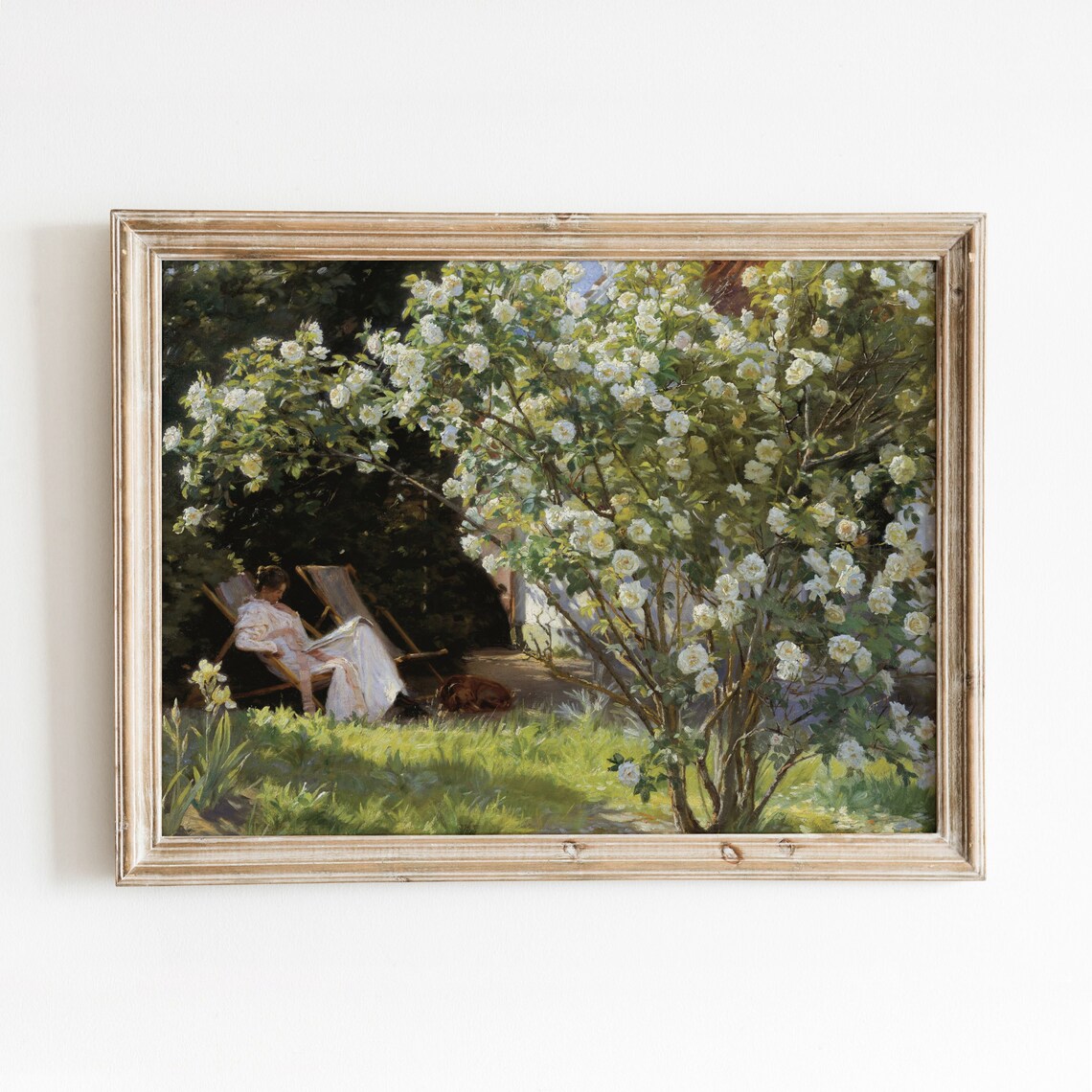 Reading In The Garden Vintage Lady Art Print