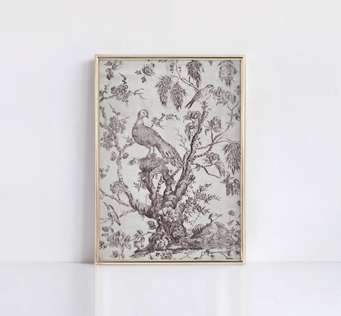 Bird Textile Vintage Art Print, Peacock Pheasant - Image 3