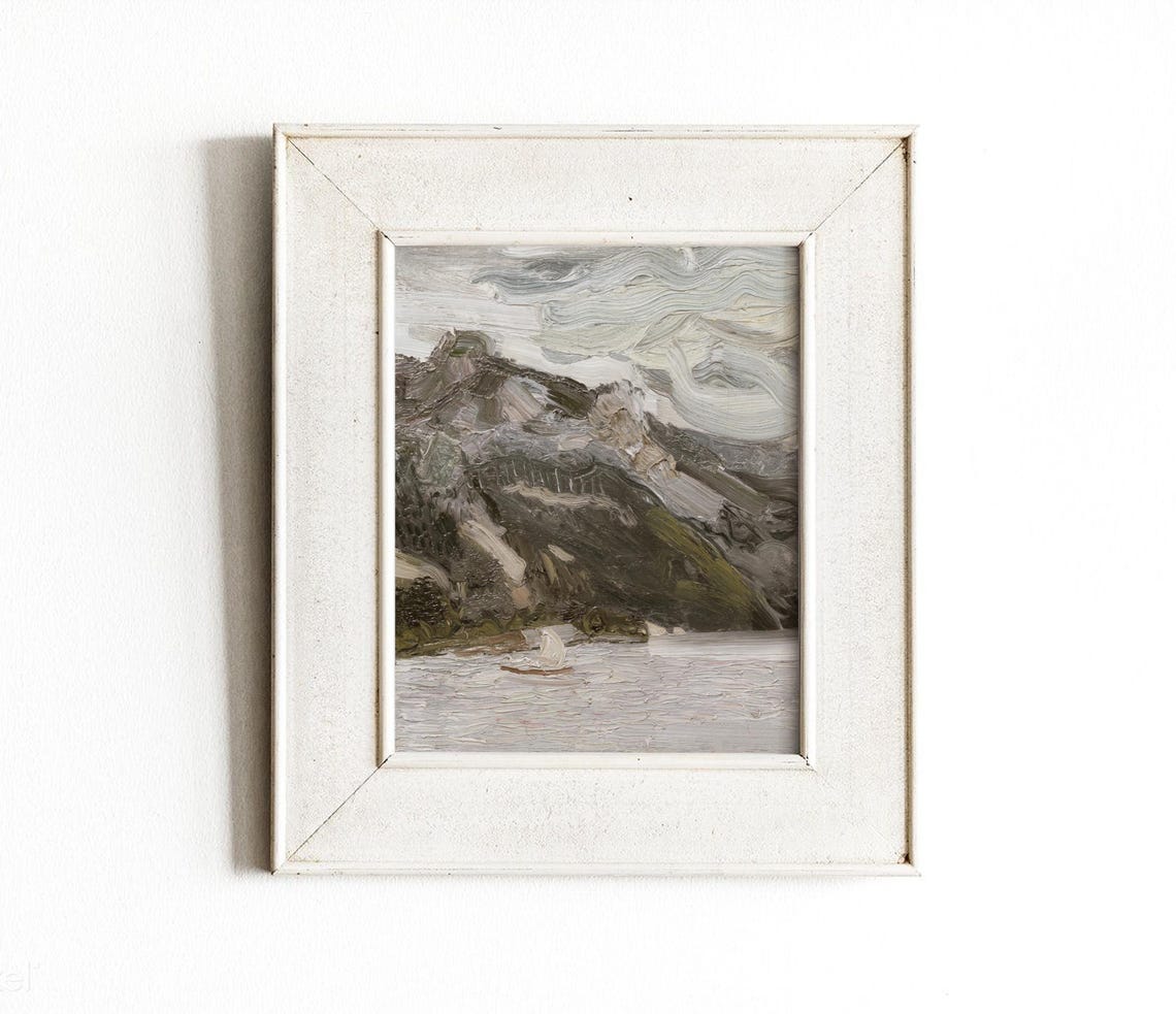 Lake Traunsee Vintage Austrian Waterscape Textured Oil Painting Artwork 540 - Image 2