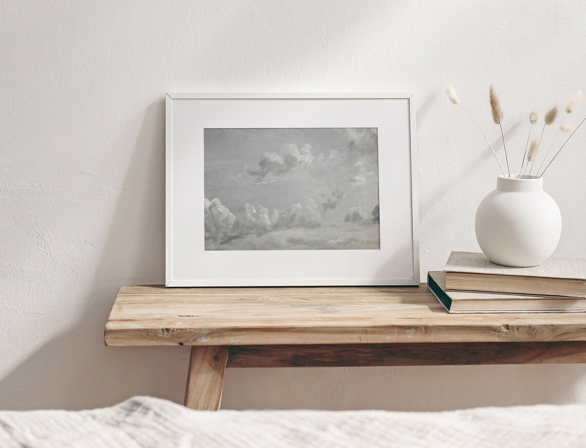 Clouds Vintage Sky Study Painting, Nursery Art Print - Image 4