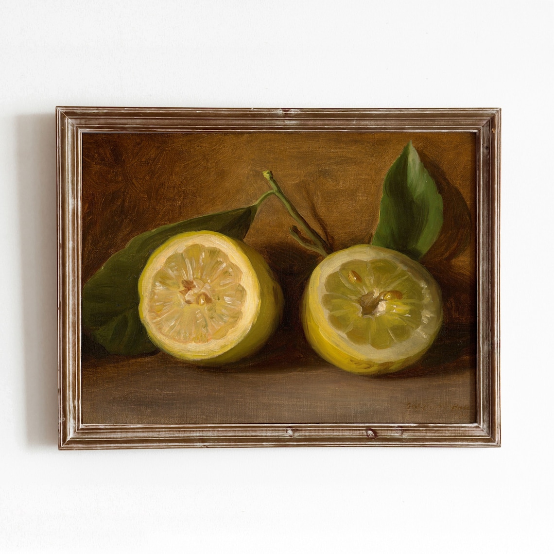 Vintage Lemon Still Life Oil Painting Art Print