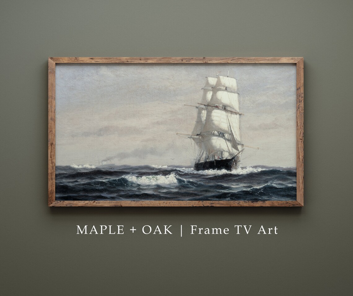 Vintage Ship At Sea Ocean Seascape Art Print