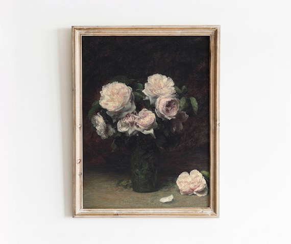 Peony Still Life Vintage Flower Painting Art Print