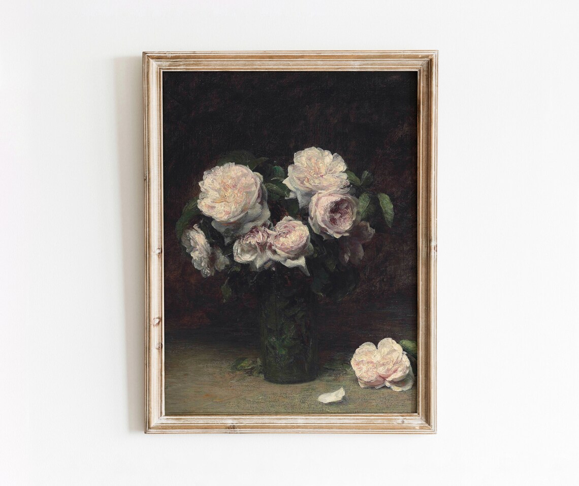 Peony Still Life Vintage Flower Painting Art Print