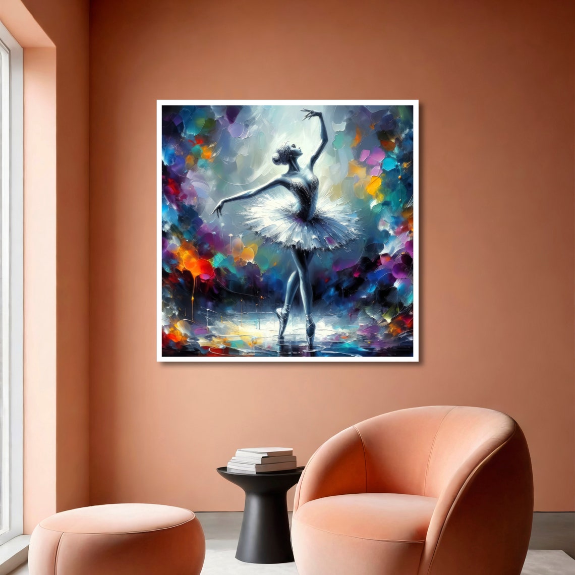Enchanted Ballet Art Graceful Ballerina Vibrant Abstract Background Artistic Wall Decor Ready To Hang - Image 6