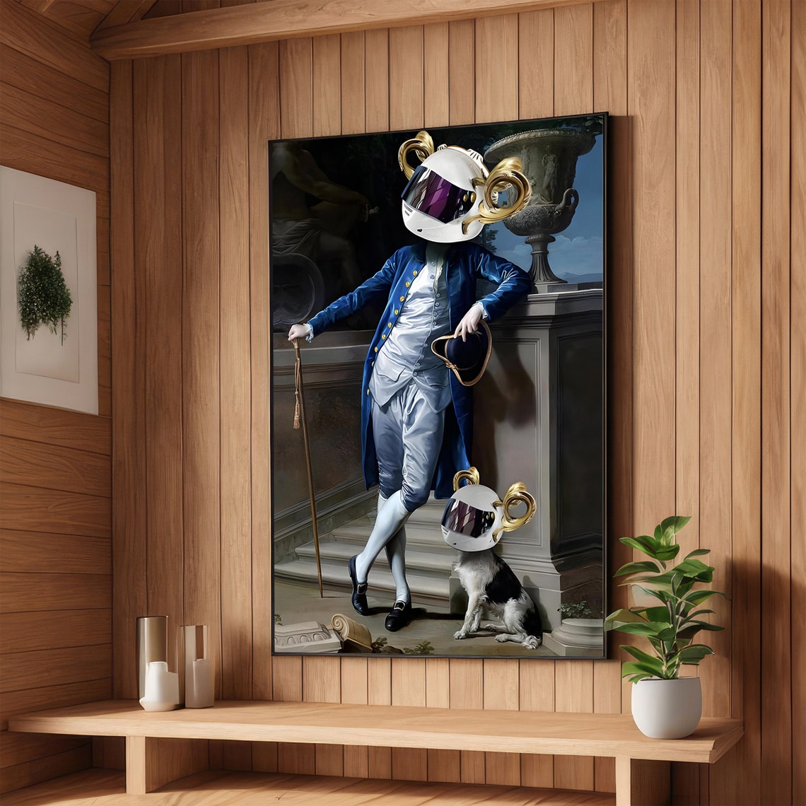 Renaissance Nobleman in Space Helmet Surreal Futuristic Poster