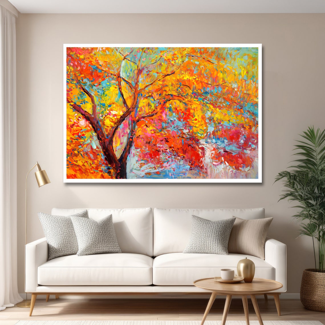 Autumn Blaze Vibrant Abstract Tree in Fall Foliage Colors Poster - Image 6