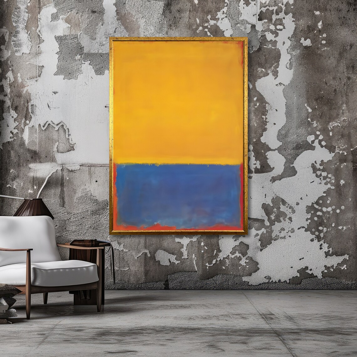 Golden Yellow and Blue Rothko-Inspired Bold Abstract Art Poster - Image 3