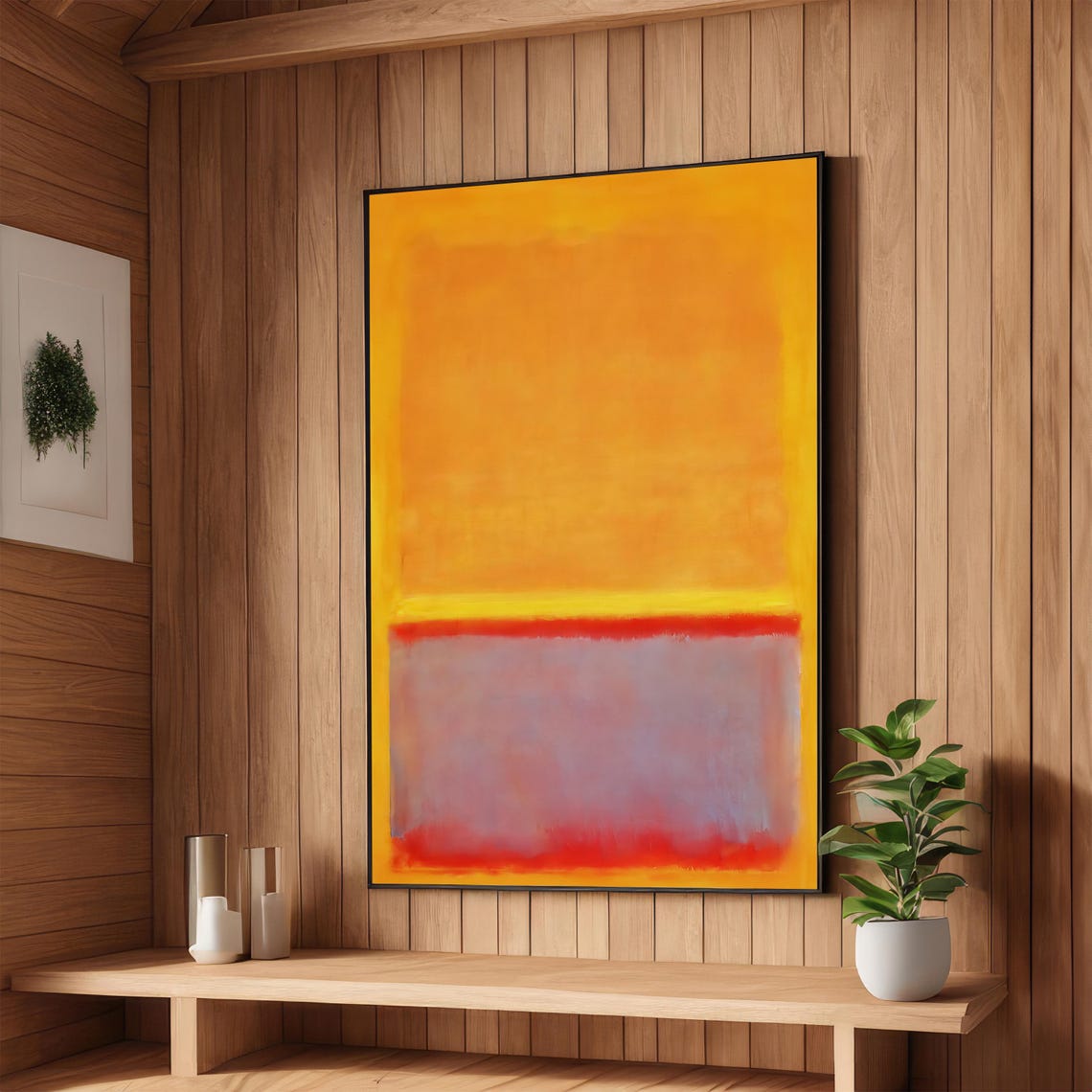Abstract Expressionist Yellow Lavender and Red Color Fields Art Poster