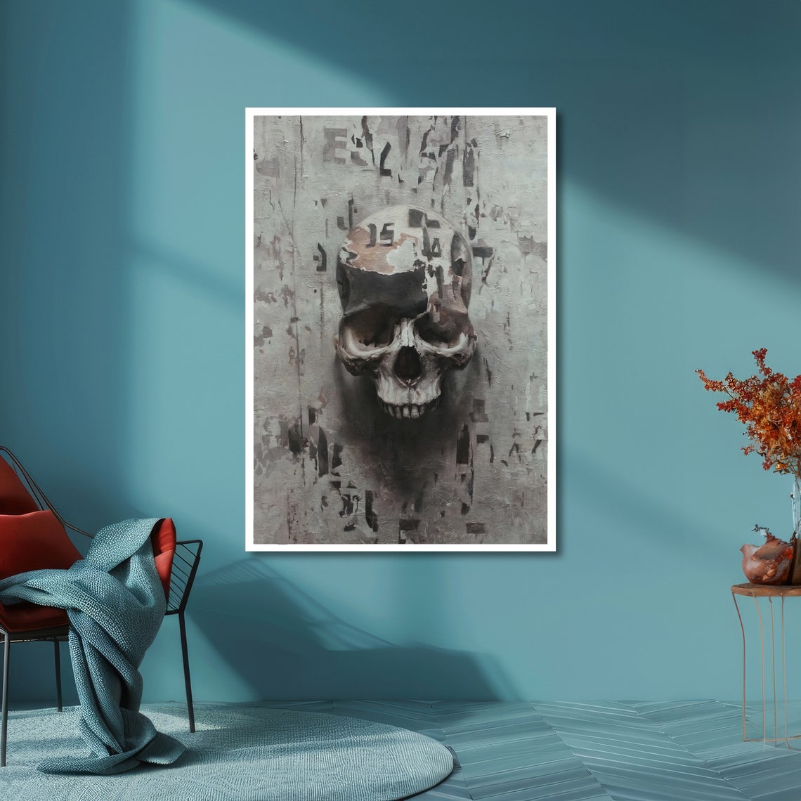 Gothic Skull Dark Wall Art Gothic Dcor Grunge Skull Print Ready To Hang - Image 6