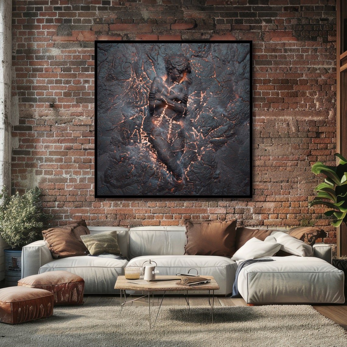 Molten Lava Embrace Couple Textured Dark Volcanic Rock Poster - Image 4
