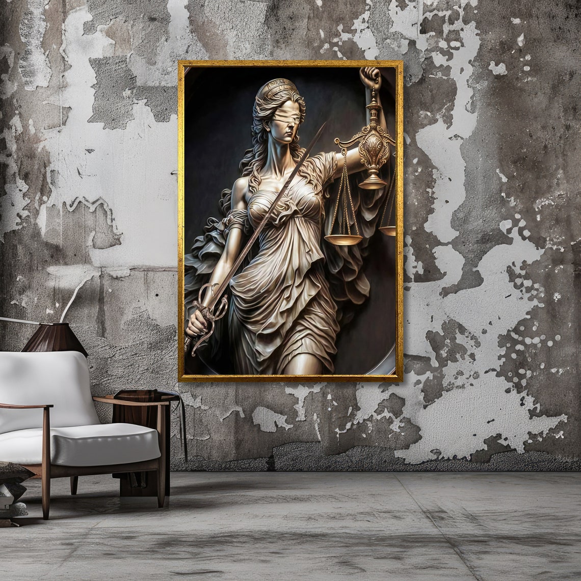 Lady Justice Blindfolded Holding Scales and Sword Classical Art Poster - Image 3