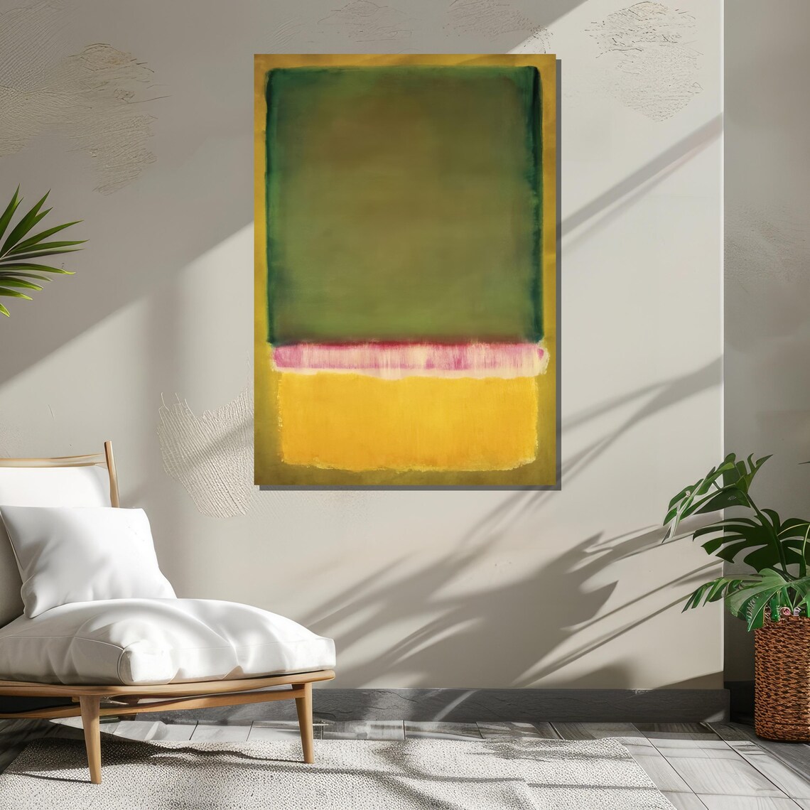Green Yellow Pink Color Field Abstract Modern Art Gallery Poster - Image 2