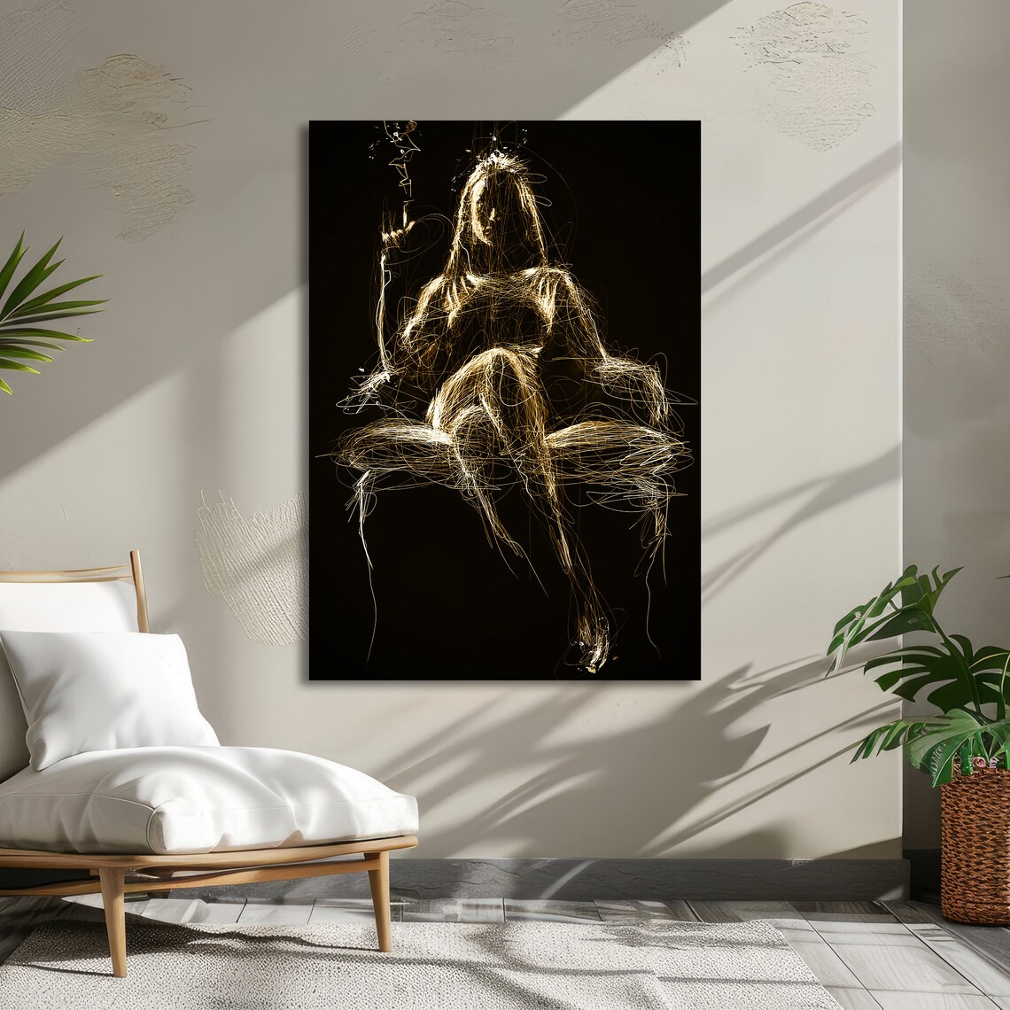 Golden Light Silhouette Woman Abstract Glowing Figure Poster - Image 2