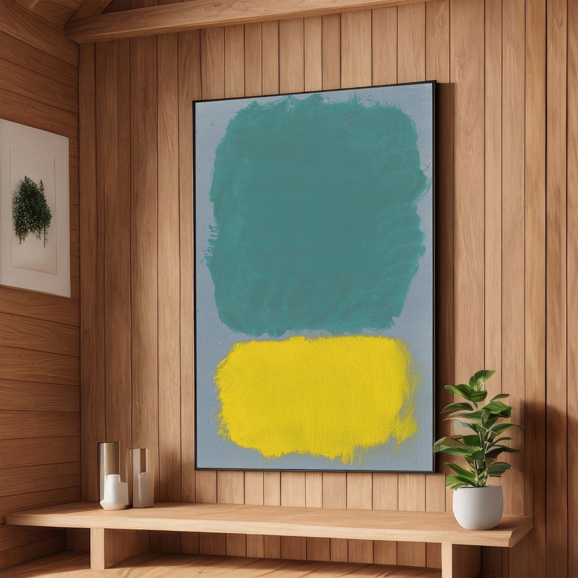 Turquoise and Yellow Rothko-Inspired Color Field Artwork Poster