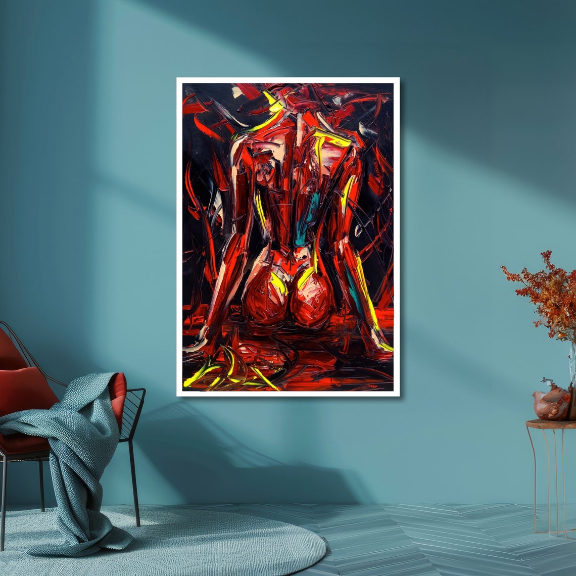 Abstract Red Figure Back View Expressive Brushstroke Art Poster - Image 6