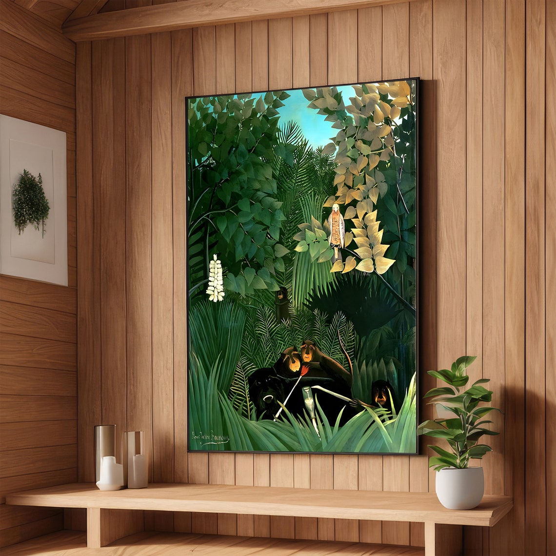 Jungle With Tiger Rousseau Inspired Art Bold Abstract Print Modern Wall Art Ready To Hang Decoration
