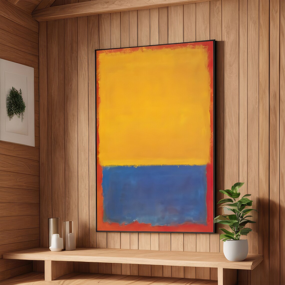 Golden Yellow and Blue Rothko-Inspired Bold Abstract Art Poster