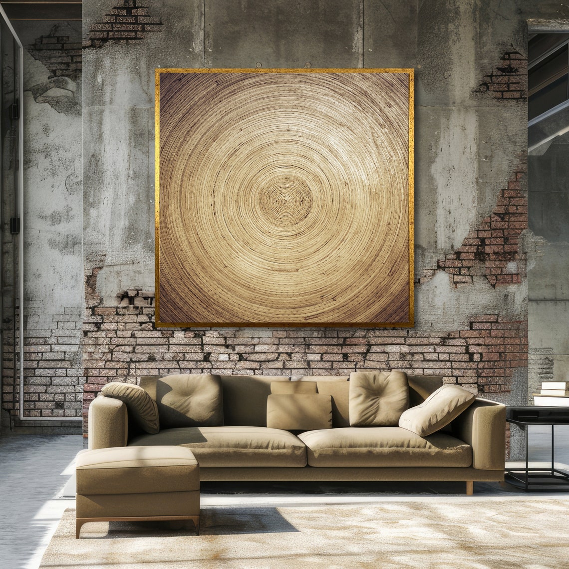 Concentric Spiral Circles Natural Rustic Wood Texture Art Poster - Image 3