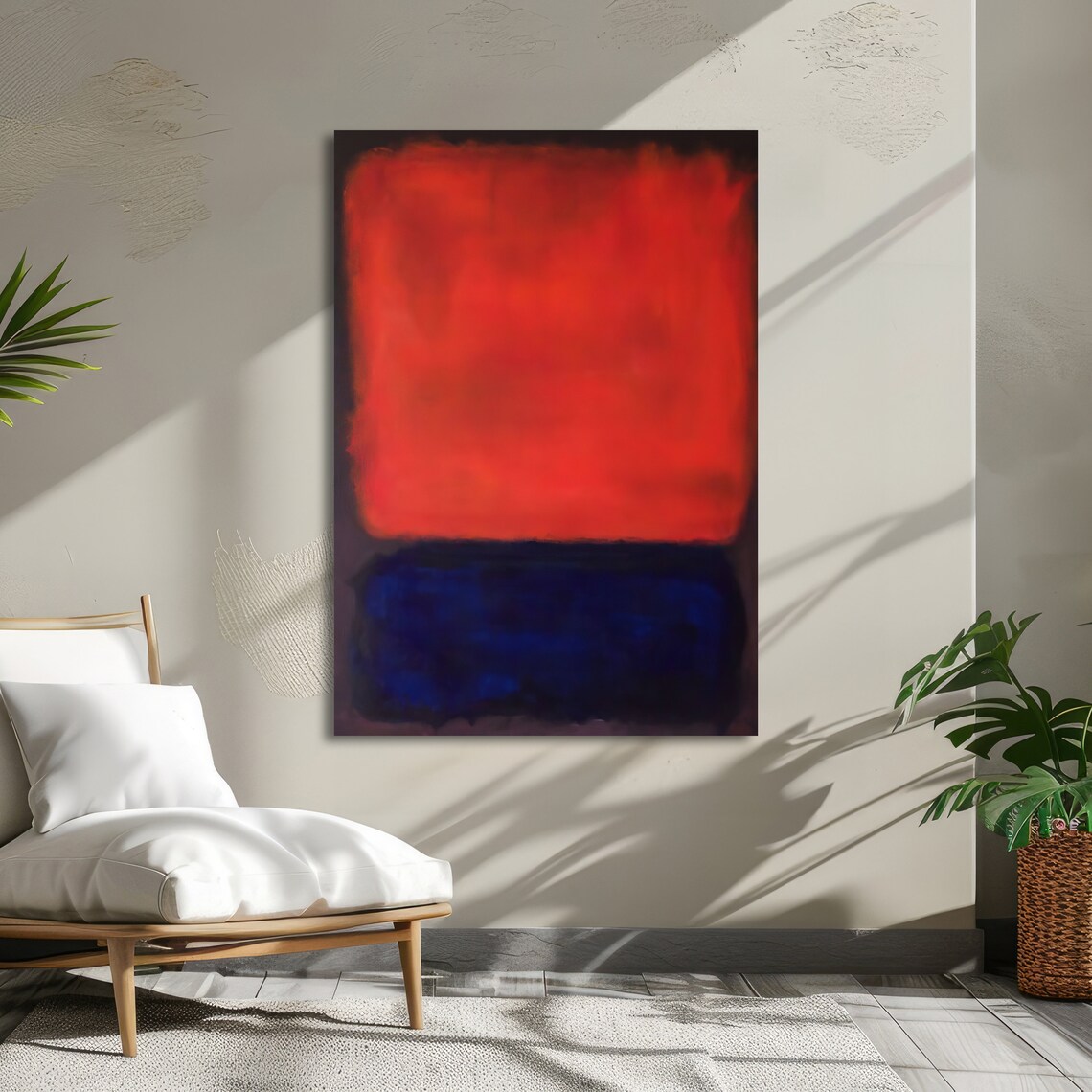 Fiery Red and Deep Blue Rothko-Inspired Color Field Art Poster - Image 6