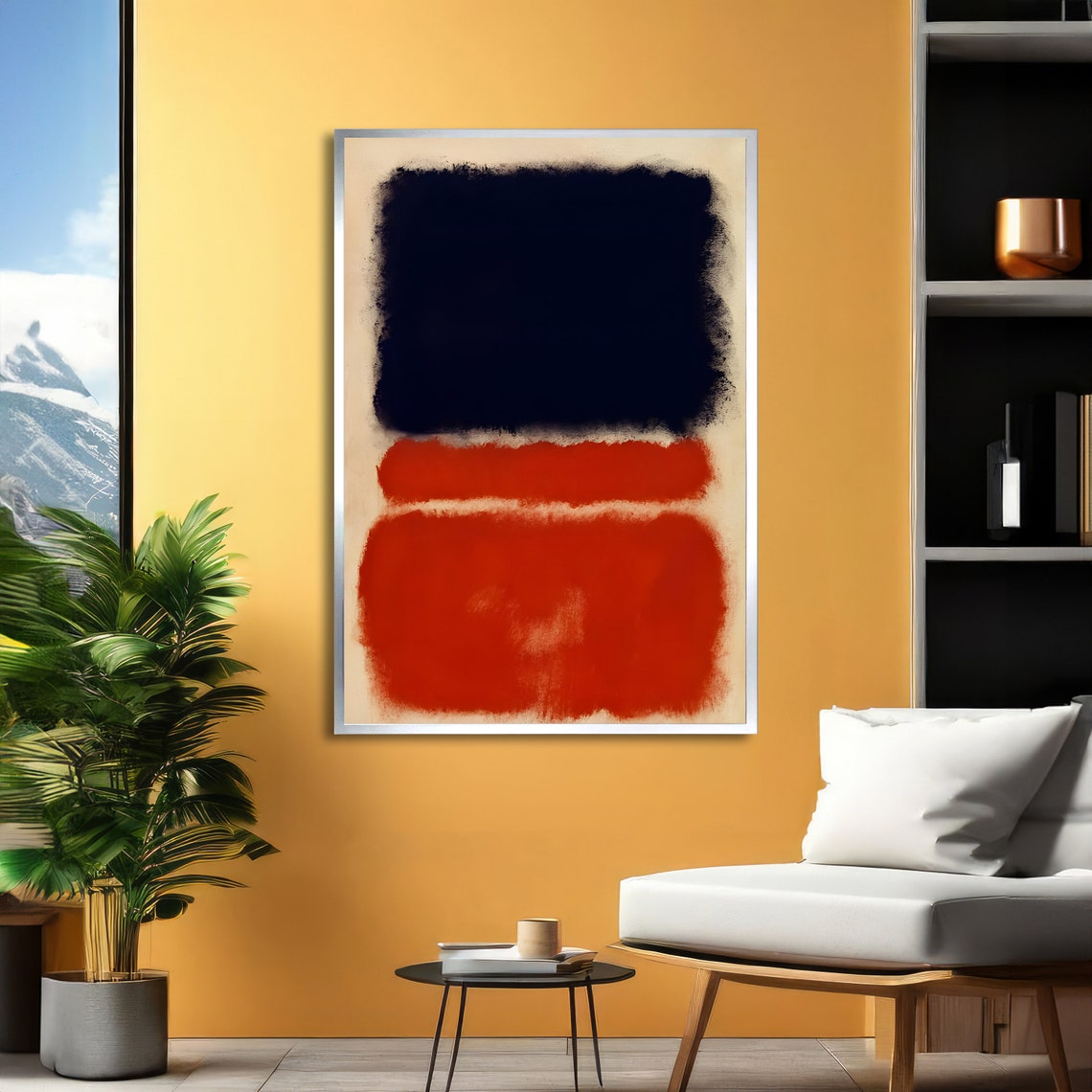 Midnight Flame Bold Abstract Art Modern Wall Decor Deep Navy And Vibrant Red Ready To Hang - Image 2