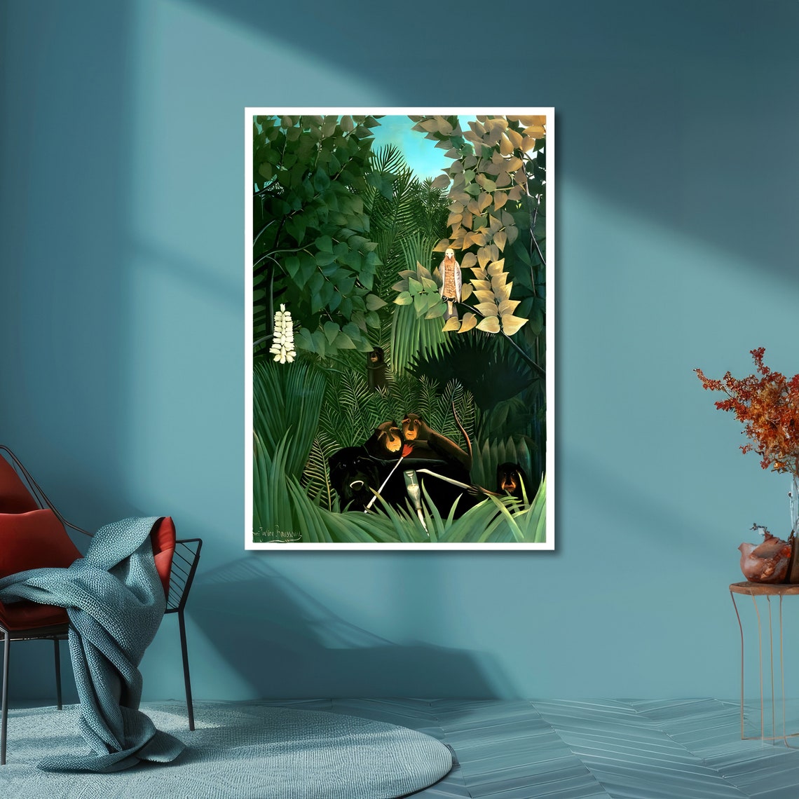 Jungle With Tiger Rousseau Inspired Art Bold Abstract Print Modern Wall Art Ready To Hang Decoration - Image 6
