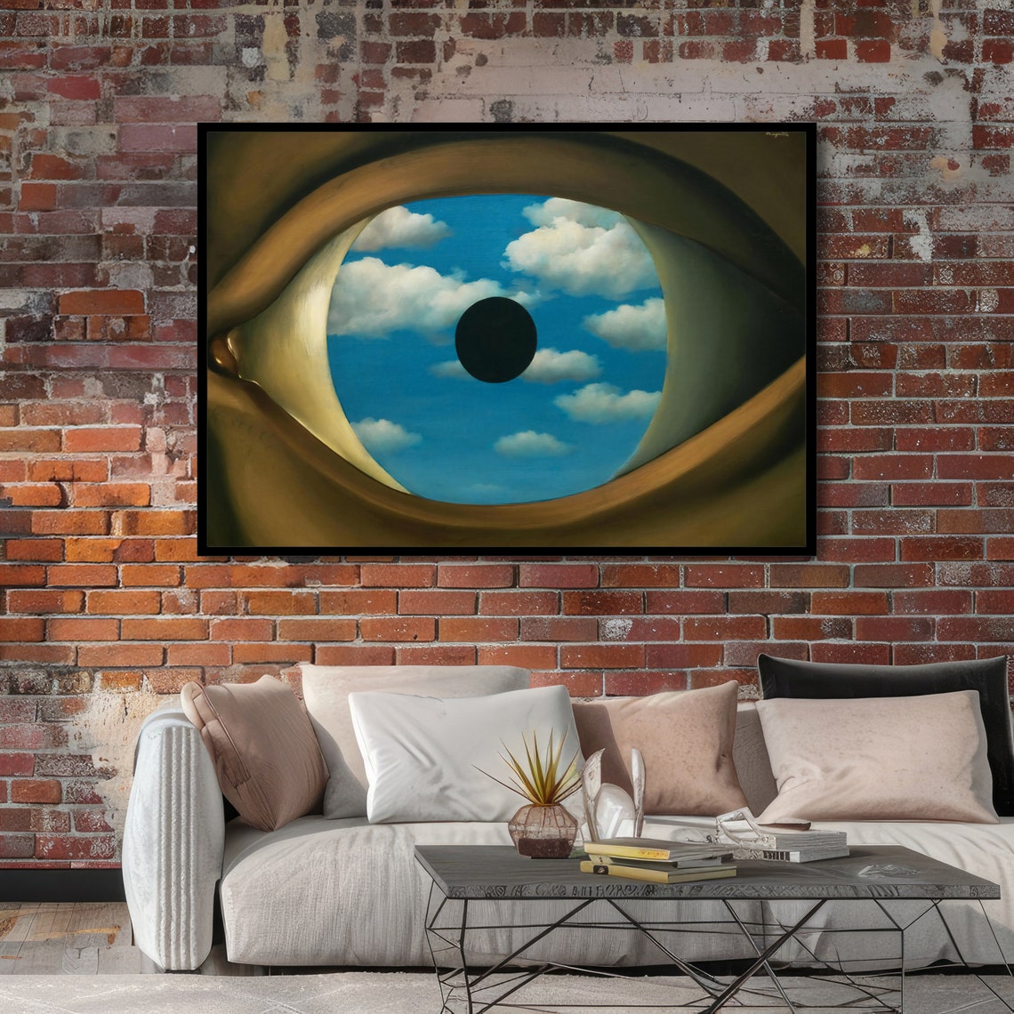 Magritte The False Mirror Giant Eye with Cloudy Blue Sky Poster - Image 4