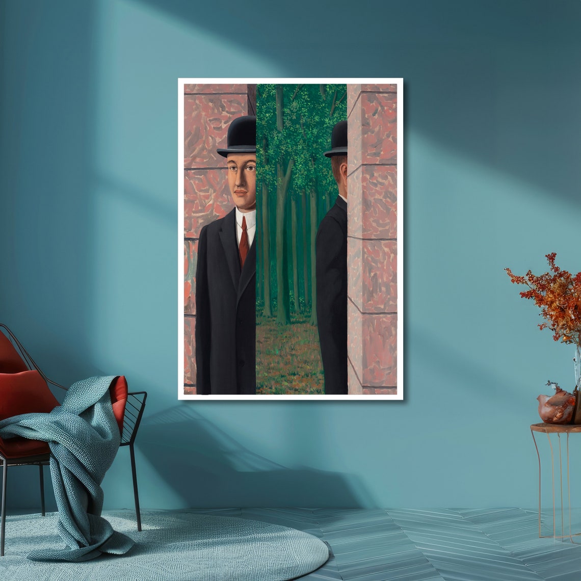 Magritte The Man in the Bowler Hat Split Portrait Surreal Poster - Image 6