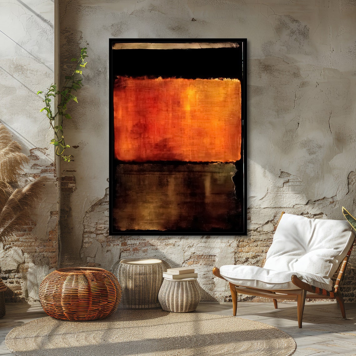 Fiery Red Horizon Rothko-Inspired Dark Abstract Color Field Poster - Image 4