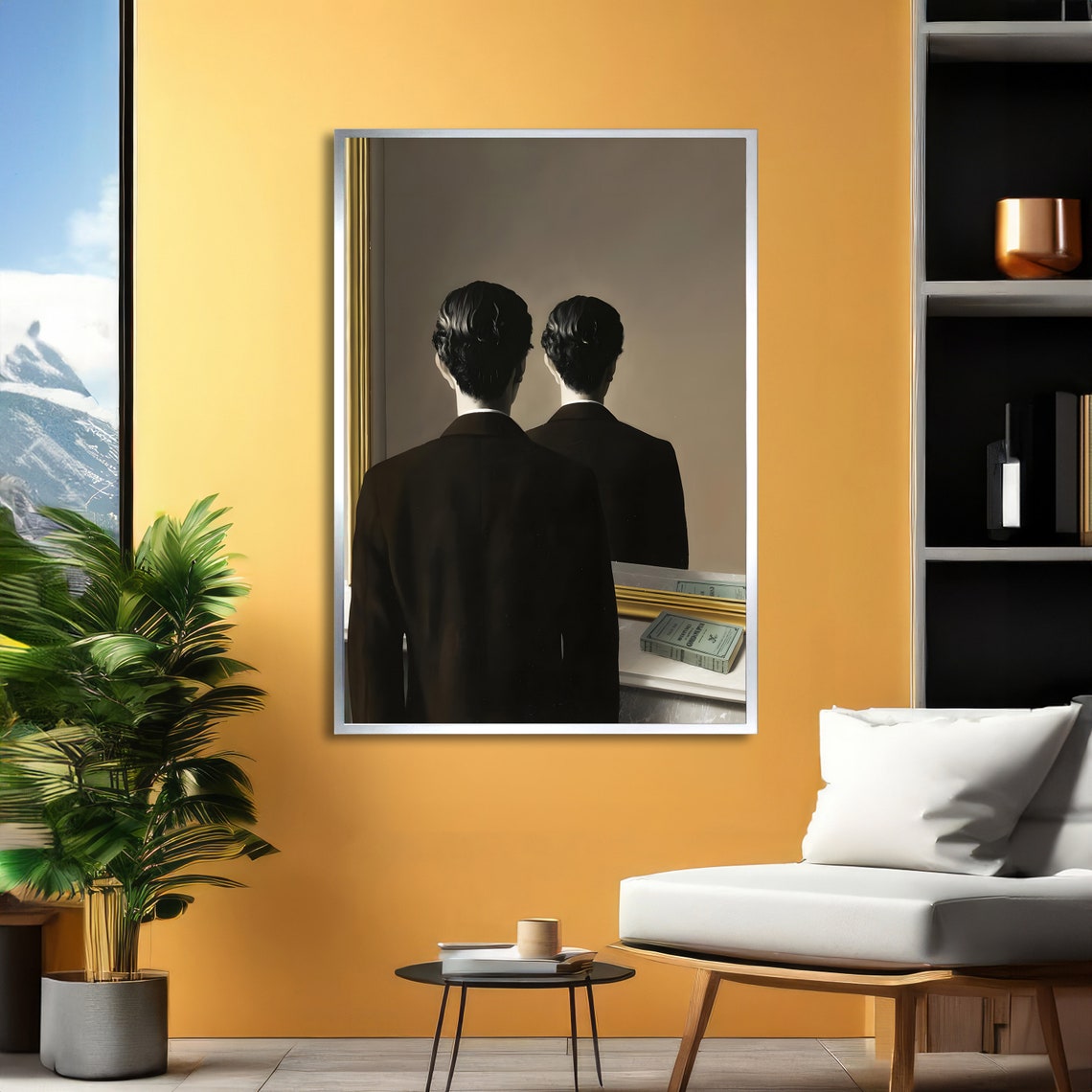 Magritte Not to Be Reproduced Man Facing Mirror Surreal Poster - Image 3