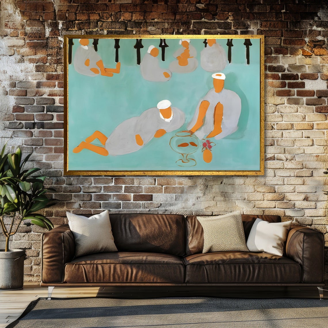 Bathers In Pool Matisse Inspired Art Bold Abstract Print Modern Wall Art Ready To Hang Decoration - Image 3