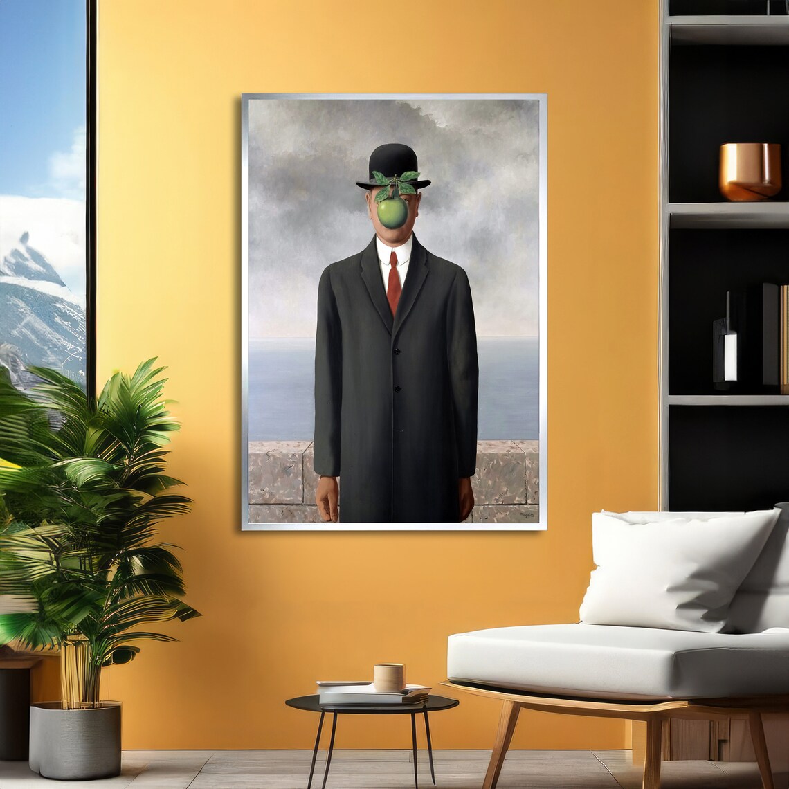 Magritte The Son of Man Man in Bowler Hat with Green Apple Poster - Image 2