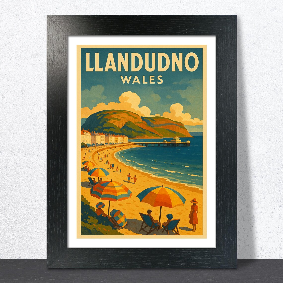 Llandudno Vintage Travel Poster, Wales Art Print