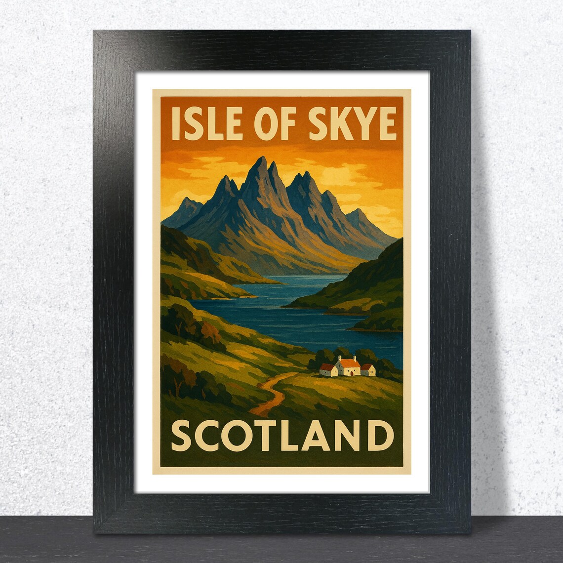 Isle of Skye Scotland Sunset Vintage Travel Poster Highlands