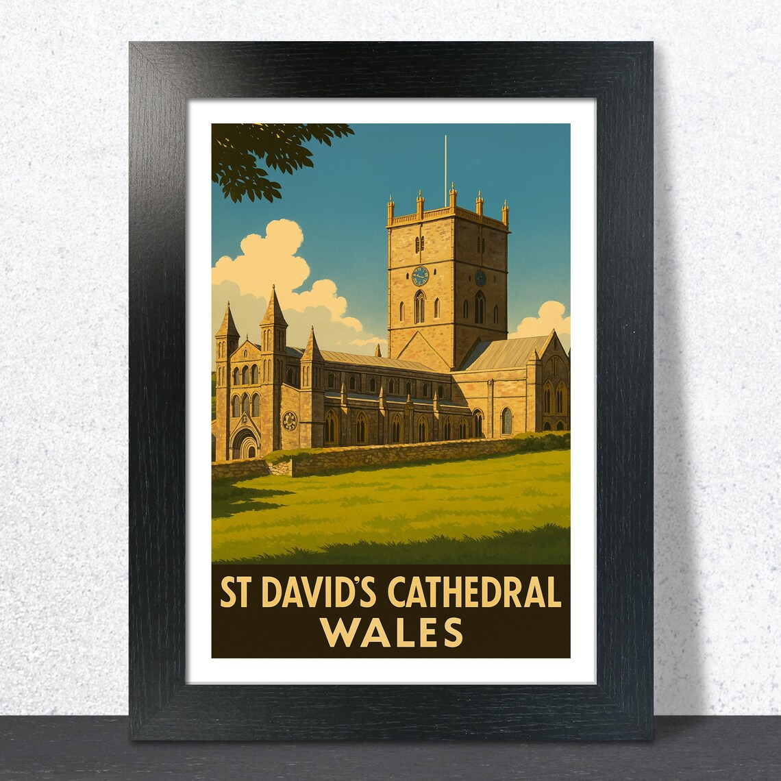 St Davids Cathedral Wales Vintage Style Railway Travel Poster