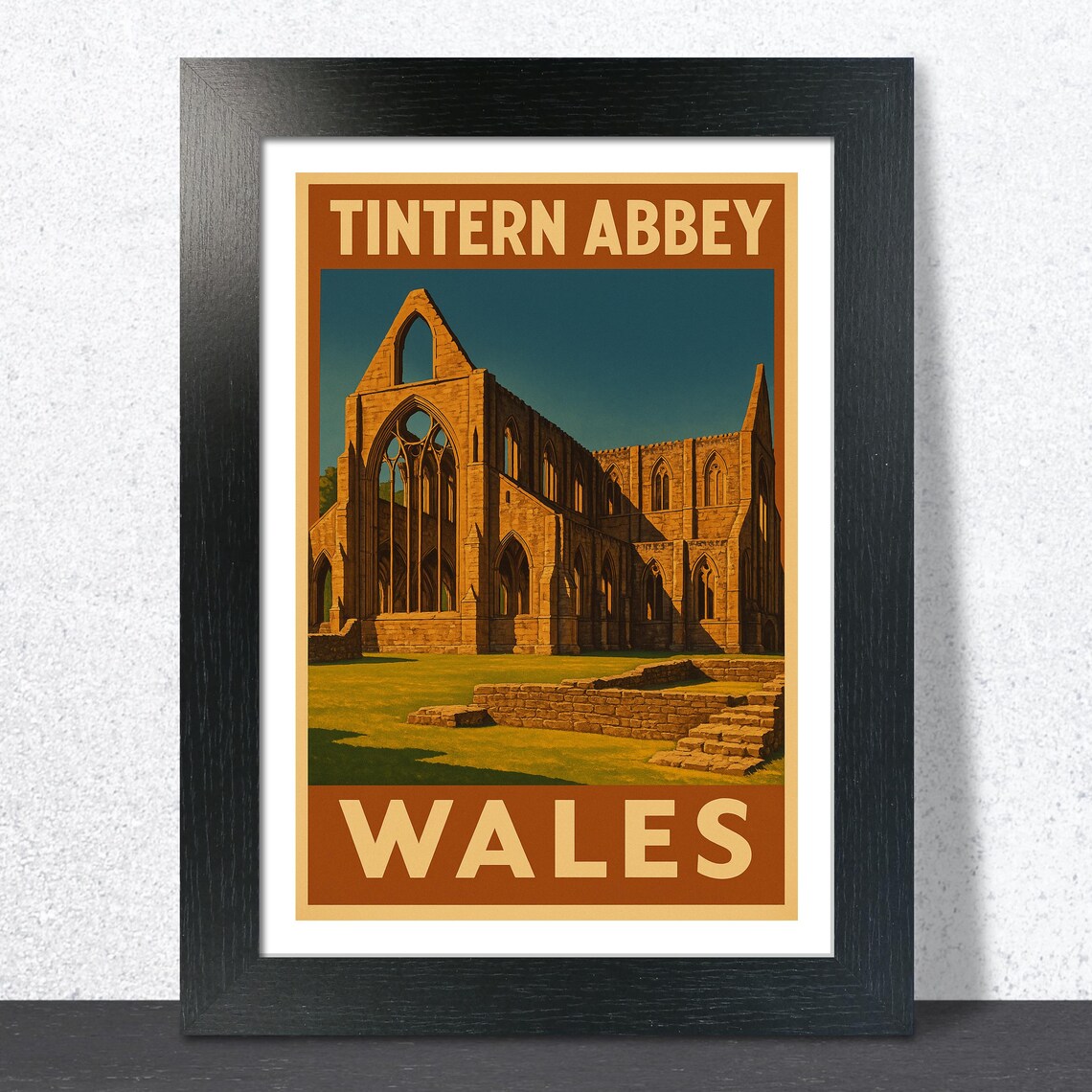 Tintern Abbey Wales Gothic Church Ruins Vintage Travel Wall Poster
