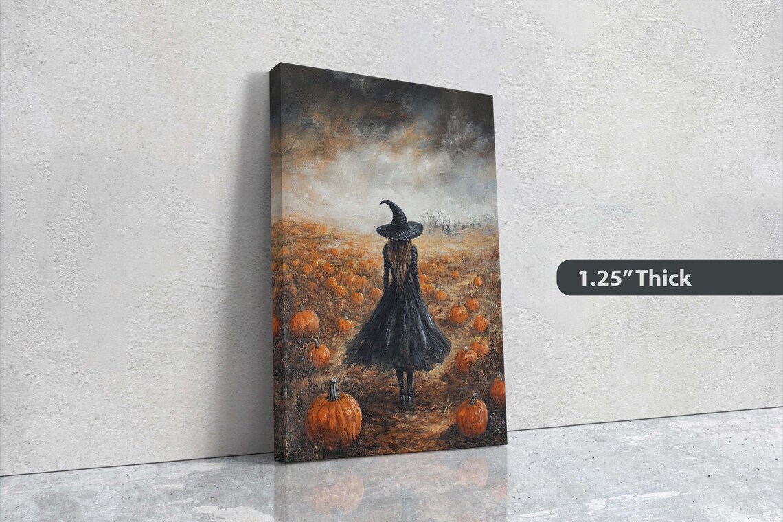 Witch Pumpkin Patch Halloween Gothic Art - Image 3