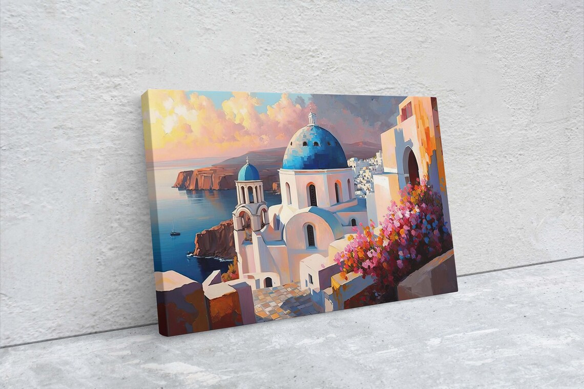 Santorini Thira Greece Travel Poster, Firostefani - Image 2