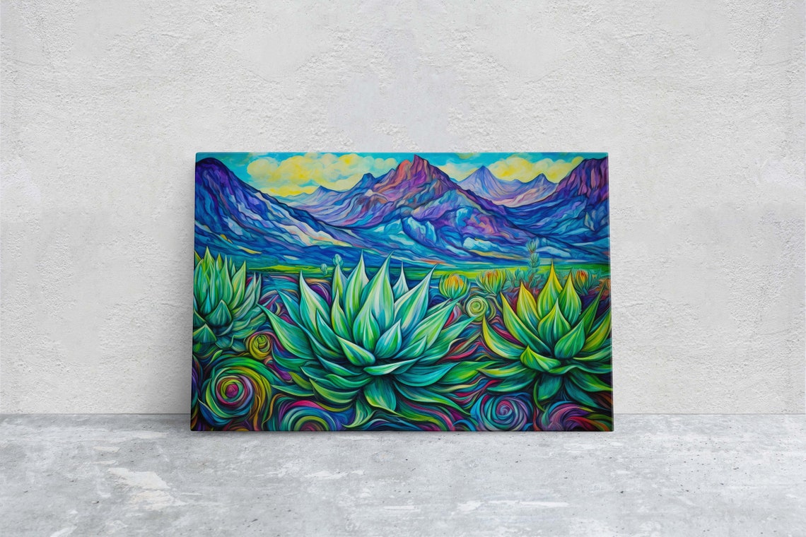 Southwestern Painting Desert Decor Agave Art Framed Large Print Landscape Painting
