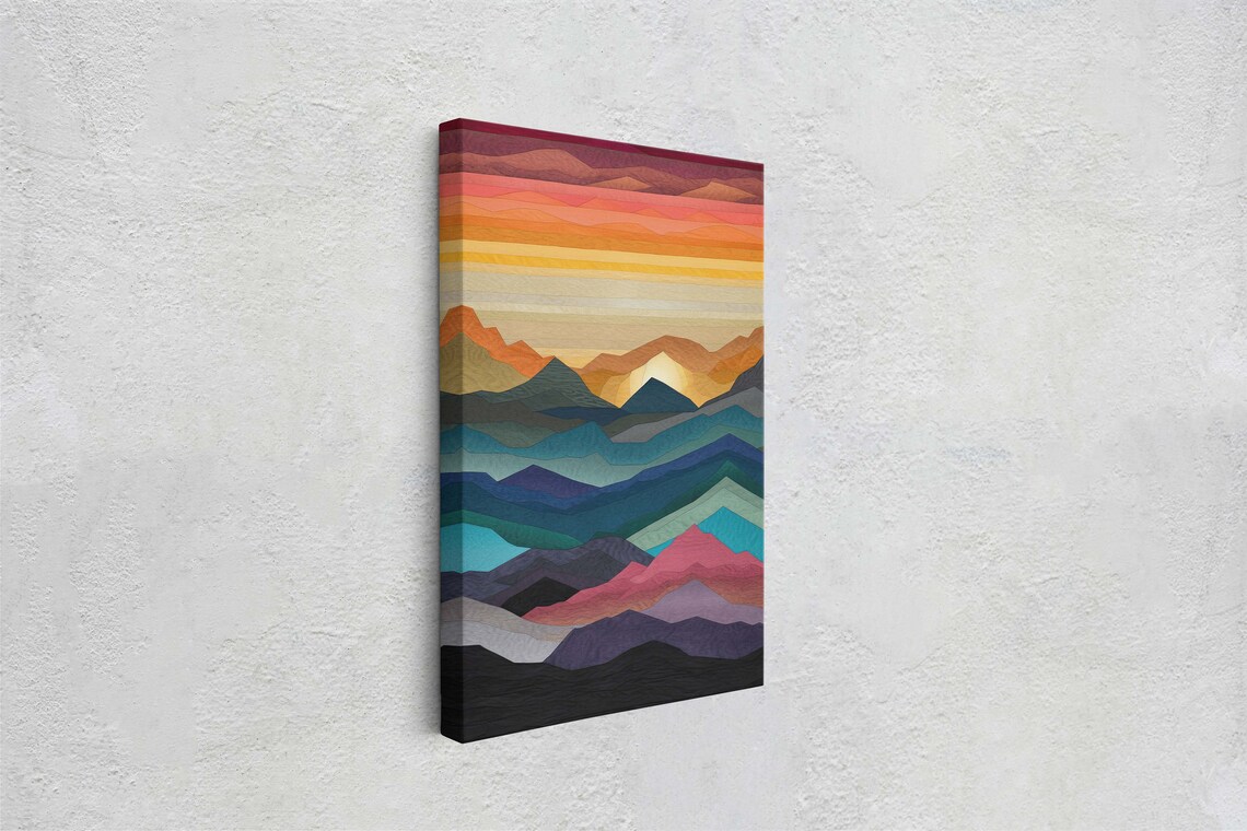 Minimalist Mountains Sunset Art Print, Mid-Century Modern - Image 2