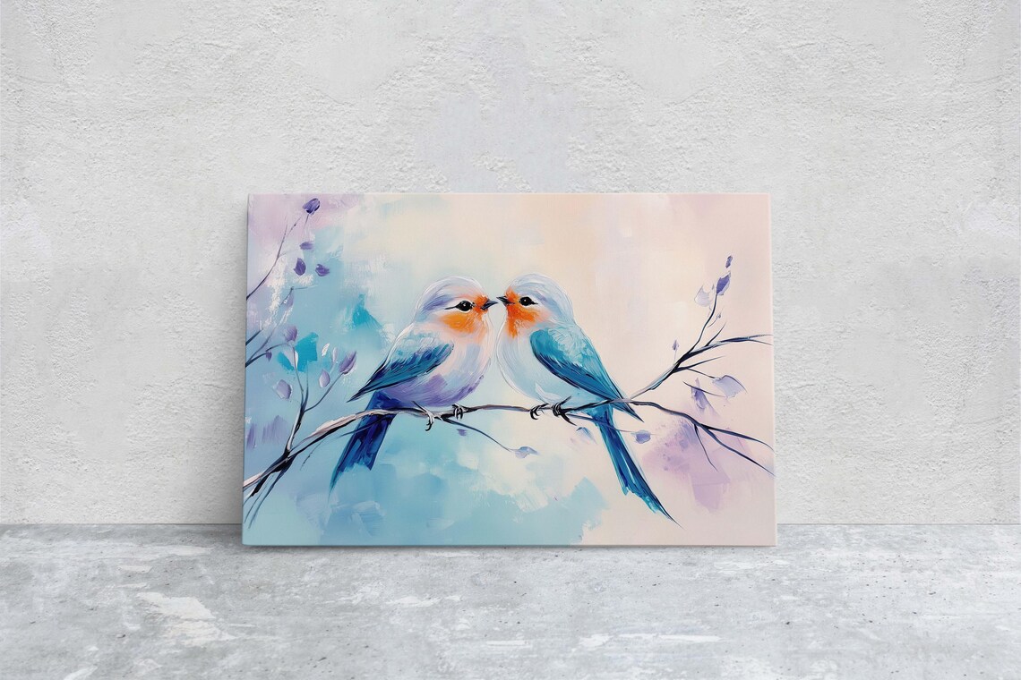 Love Birds Bird Print, Pastel Colors - Image 2