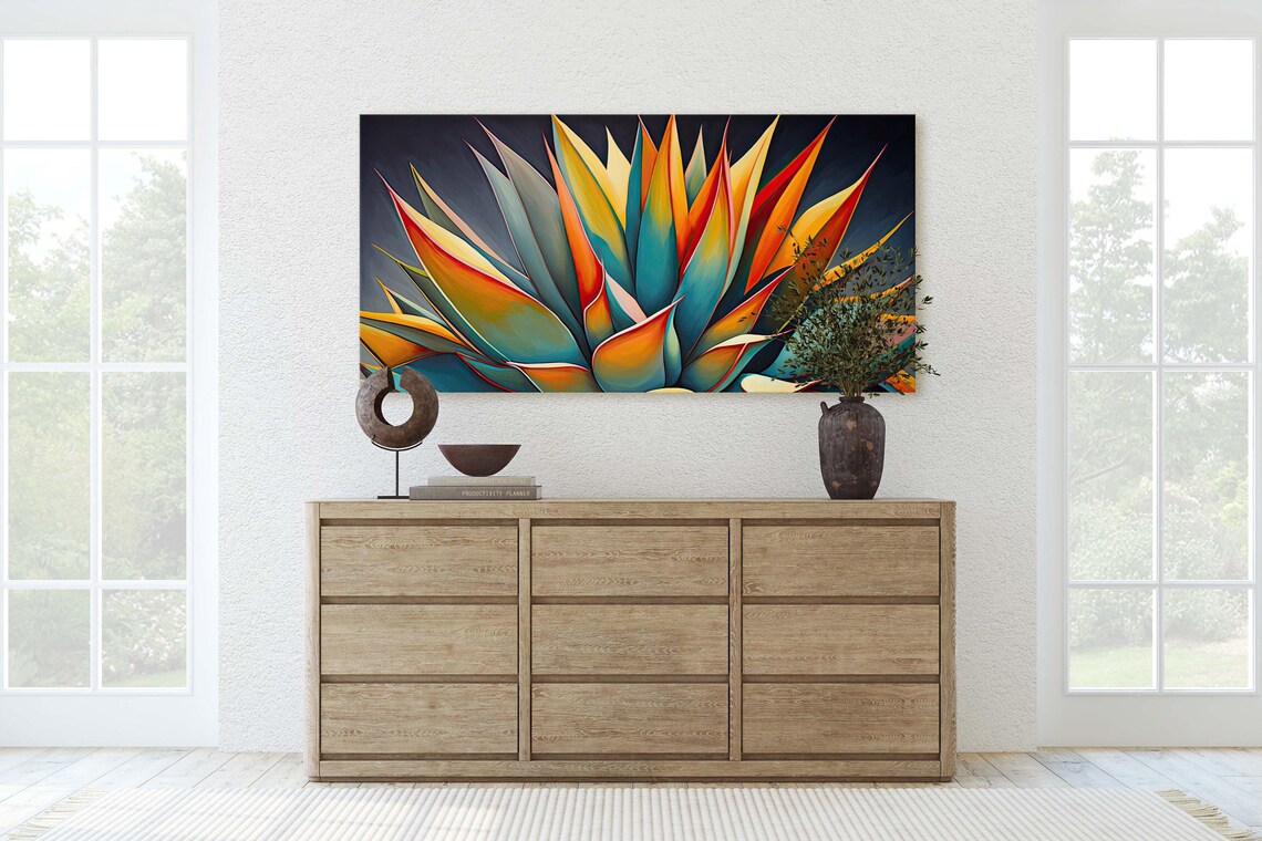 Vibrant Agave, Mexican Folk Art Cactus Art Print - Image 2