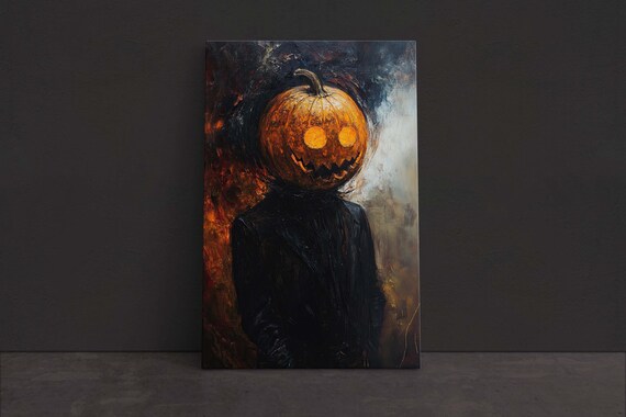 Pumpkin Head Jack O Lantern Gothic Portrait Halloween Dark Art Poster