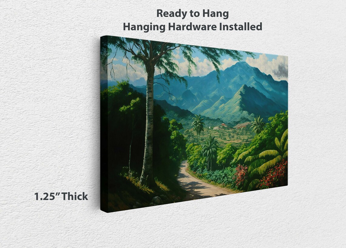 Blue Mountains Jamaica Oil Painting Landscape Art Print - Image 3